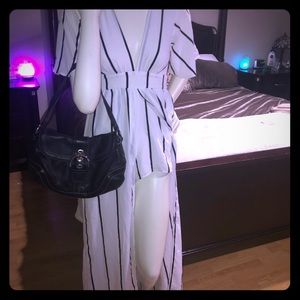 Long white w black stripes dress size small shorts